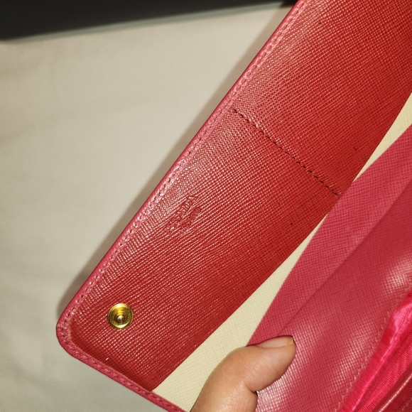 Authentic PRADA Saffiano Leather Long Wallet Pink Beige Bicolor - Picture 7 of 10